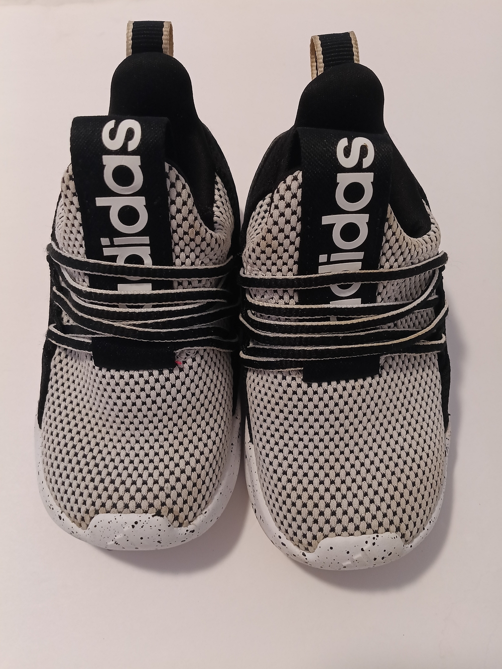 Adidas Kids Easy Slip-On Athletic Shoes Black White Speckled Size US 7k